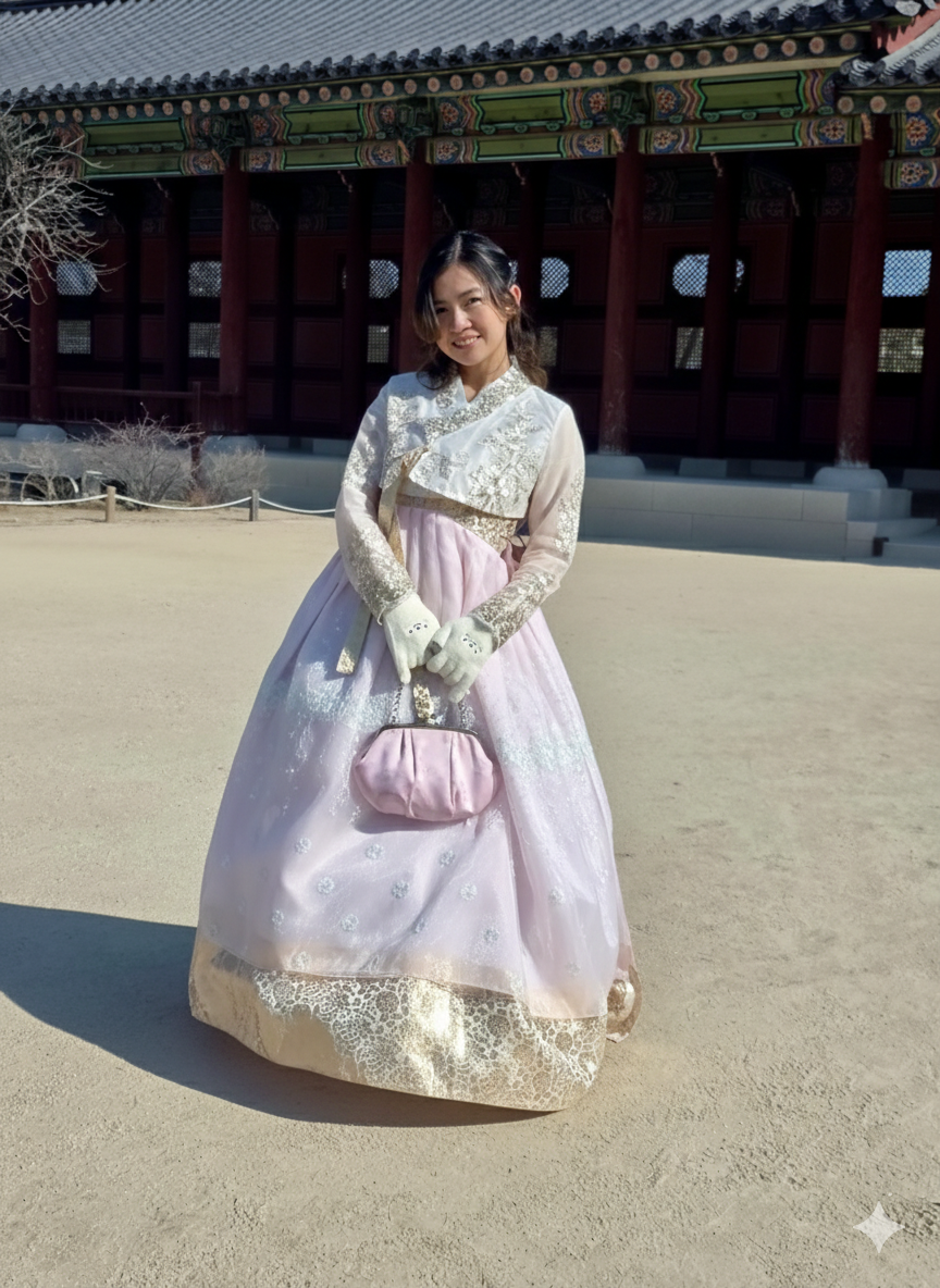 Arnie wearing hanbok in Korea